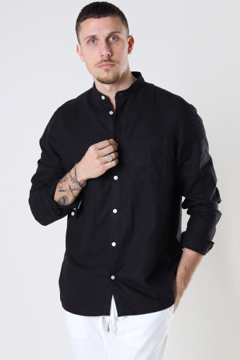 Allan China Linen Shirt True Black