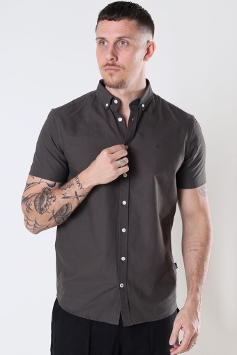 Johan Oxford washed S/S shirt Army