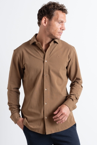 Clean Formal Stretch Shirt LS Brown