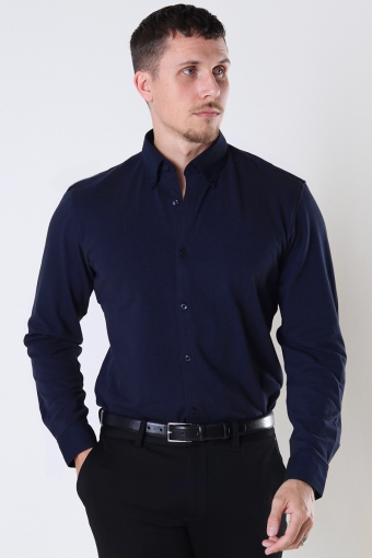 Slim Oliver Knit Flex Overhemd LS Dark Sapphire