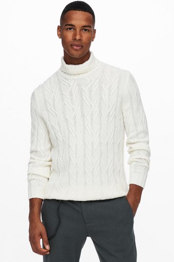 ONSNEW RIGGE CABLE ROLL NECK  KNIT Star White