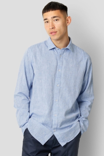 Jamie Cotton Linen Shirt LS Blue Melangé