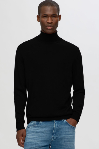 Tray LS Merino Knit Roll Neck Black