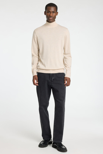Tray LS Merino Knit Roll Neck Oatmeal