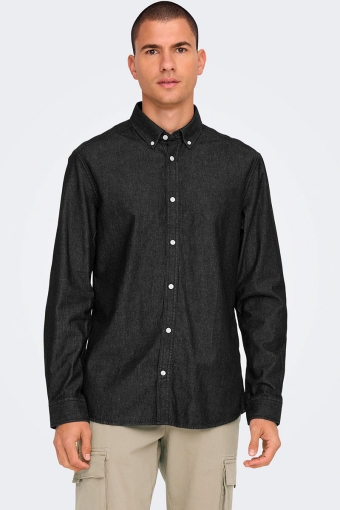 DAY REG DOWN CHAMBRAY LS SHIRT Black Denim