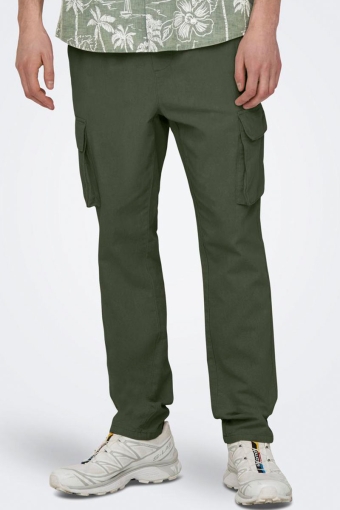 Linus Cargo Cotton Linen Pants Olive Night