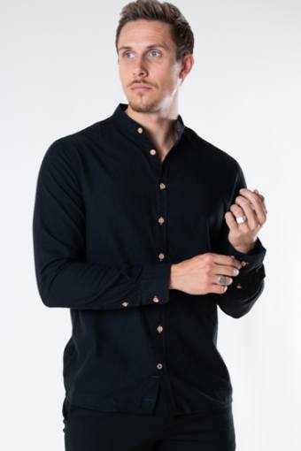 Dean Diego Cotton henley shirt Black