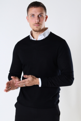 Johs Merino crew neck knit Black