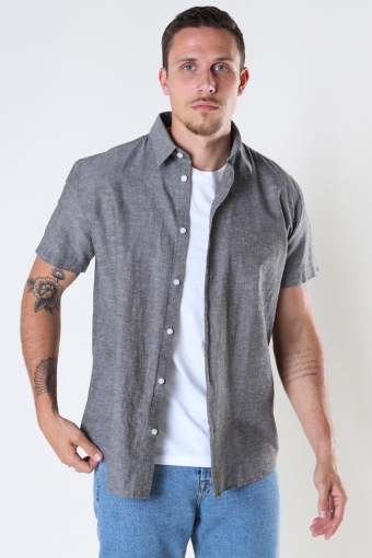 SLHREGNEW-LINEN SHIRT SS CLASSIC W Black Olive