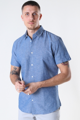 SLHSLIMNEW-LINEN SHIRT SS CLASSIC W Medium Blue Denim