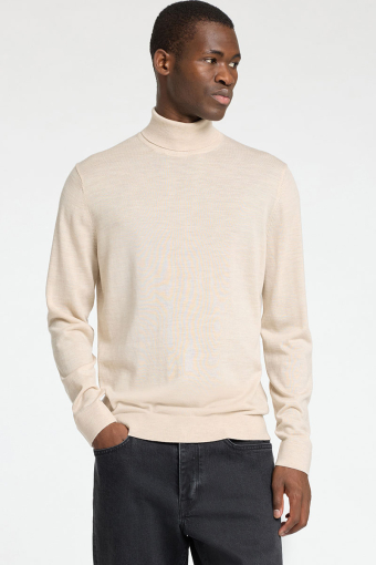 Tray LS Merino Knit Roll Neck Oatmeal