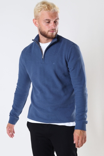Lauritz Recycled half zip knit Dusty Blue