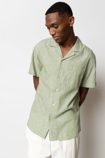Giles Bowling Shirt S/S Green Melange