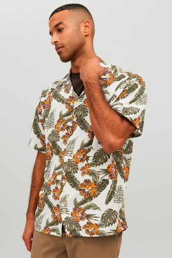 Jeff Resort Floral Shirt SS Cloud Dancer