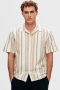 Selected Relax New Linen Shirt SS Resort Kelp Multi Stripe